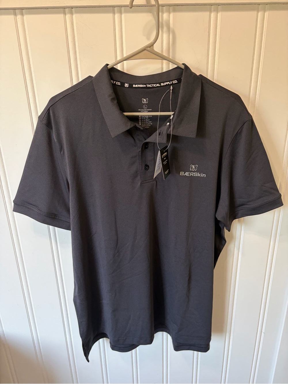 BÆRSkin Tactical Supply Co. Grey Performance Polo Men’s SZ L